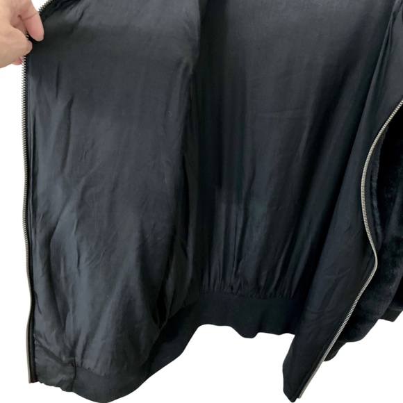 FREE PEOPLE Turn Up Hooded Faux Mink Fur Oversized Teddy Bomber Jacket Black - Picture 12 of 16